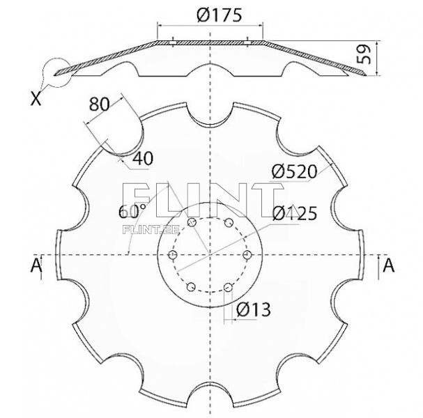 Randaali ketas 520x6mm; 00311461 (6-ava) originaal Horsch