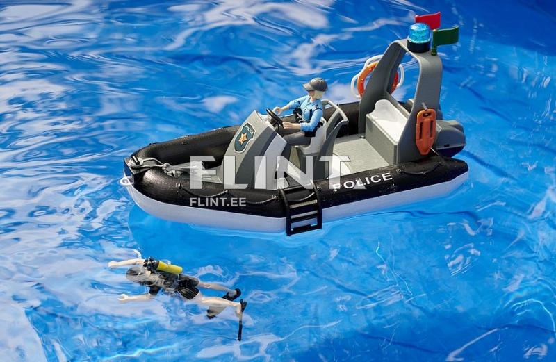 Politsei auto Dodge Ram 2500 + politseinik (78x17x15cm) + haagis paadiga Bruder