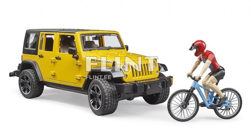 Jeep Wrangler (32,8x14,4x16,2cm) + jalgrattur Bruder