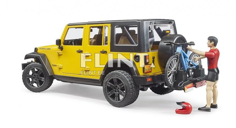 Jeep Wrangler (32,8x14,4x16,2cm) + jalgrattur Bruder