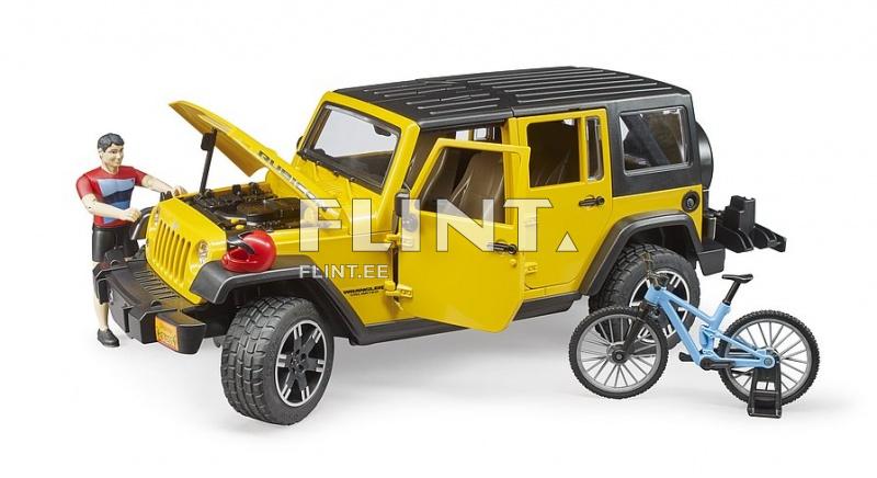 Jeep Wrangler (32,8x14,4x16,2cm) + jalgrattur Bruder