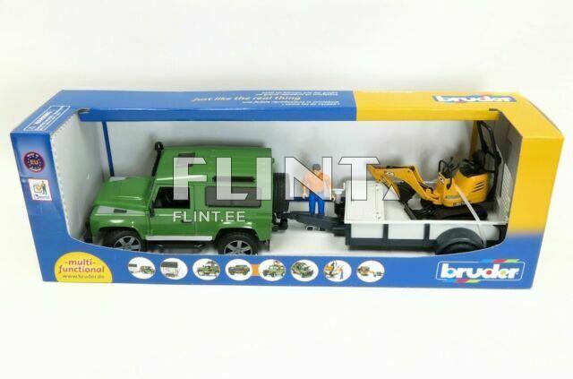 Land Rover Defender haagisega (61,5x14x18,5cm) + JCB ekskavaator Bruder