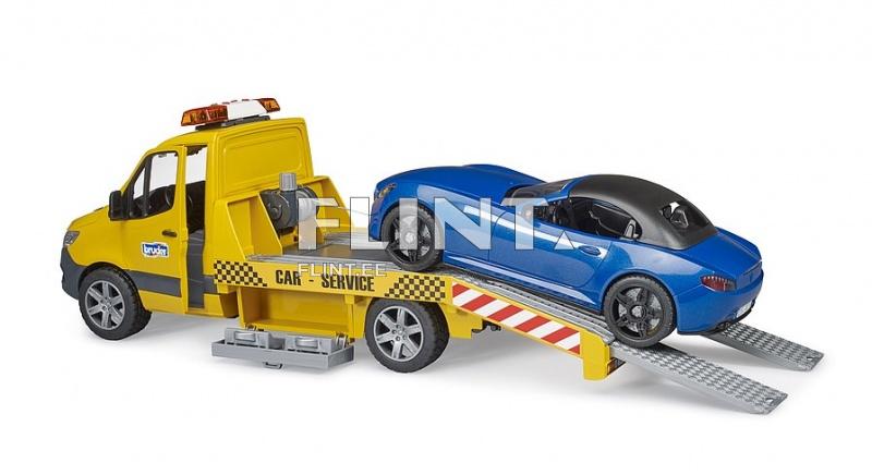 Puksiirauto MB Sprinter (50x17,2x18,5cm) + Roadster Bruder