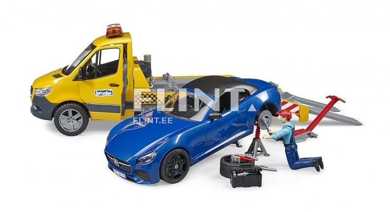 Puksiirauto MB Sprinter (50x17,2x18,5cm) + Roadster Bruder