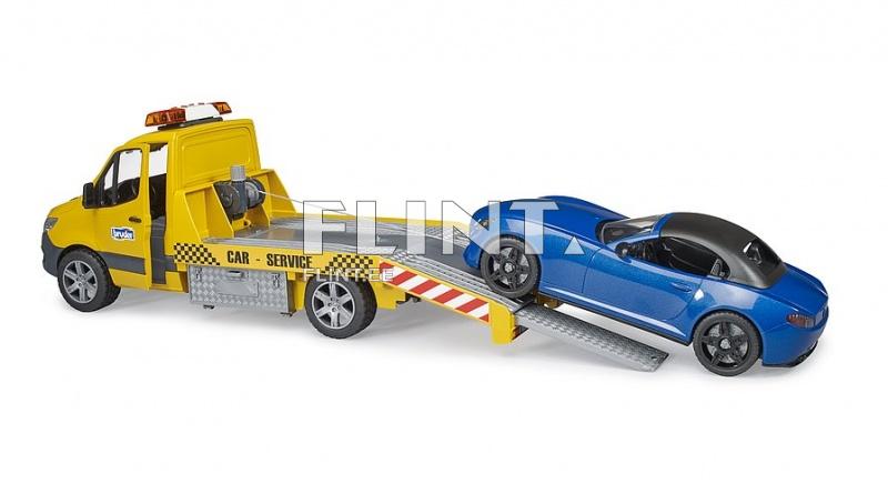 Puksiirauto MB Sprinter (50x17,2x18,5cm) + Roadster Bruder