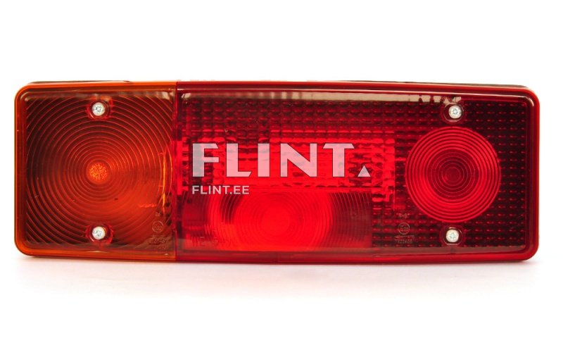 Toode on punane ja oranž valgus, millel on kaks põhiosad: vasakul on ümar oranž osa, paremal on peamiselt punane ristkülikuline osa. Mõlemal küljel on kolm kinnituspolti.