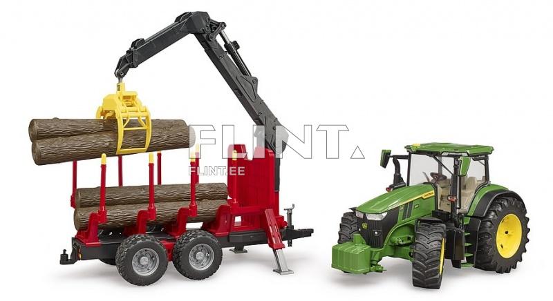 Traktor John Deere 7R 350 (73x17,5x20,5) + metsaveo haagis Bruder