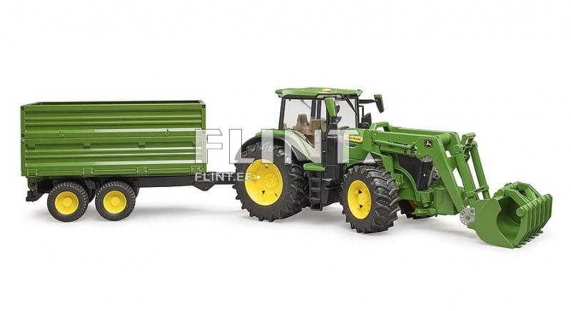 Traktor John Deere 7R 350 (80,5x17,5x20cm) + laadur + järelkäru Bruder