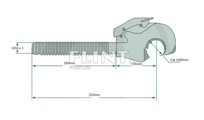 Kesktõmmitsa kiirlukusti ots Cat.3 M36x3 (parem)