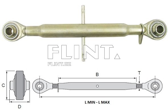 Mehaaniline kesktõmmits Cat.2 M36x3 (pikkus 485-720mm)