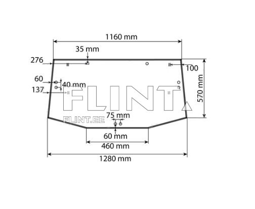 Tagaklaas John Deere 7530PR (AL206827) päikesesirmi kinnitusega
