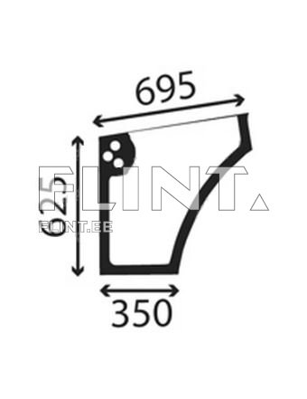 Ukse alumine klaas - vasak Case JX95 (5089551)