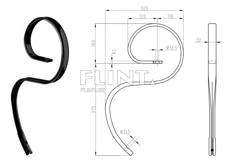 S-pii (ilma otsata) 32x12mm