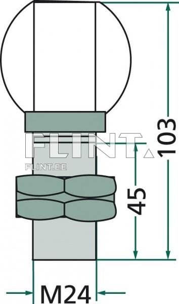 Toote joonis näitab kõrgemat osa, millel on ümar pea ja spiraalne sektsioon, mille läbimõõt on M24. Joonisel on mõõtmed: 103 mm kõrgus ja 45 mm laius.