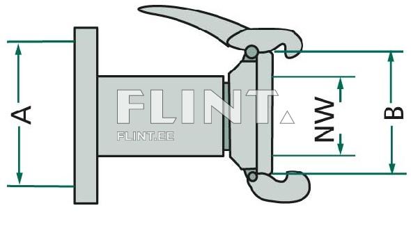 Toode on joonis detailist, millel on silindriline keha ja spiraalne klapp. Detailil on haardega ling, millel on suunatud ülespoole, ja alus, millel on mõõtude hankimiseks joonised A, B ja NW.