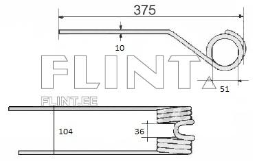 Toode on metallist, millel on üks sirge osa pikkusega 375 mm ja kaks ümmargust käepidet koos mõõtudega 51 mm ja 10 mm.