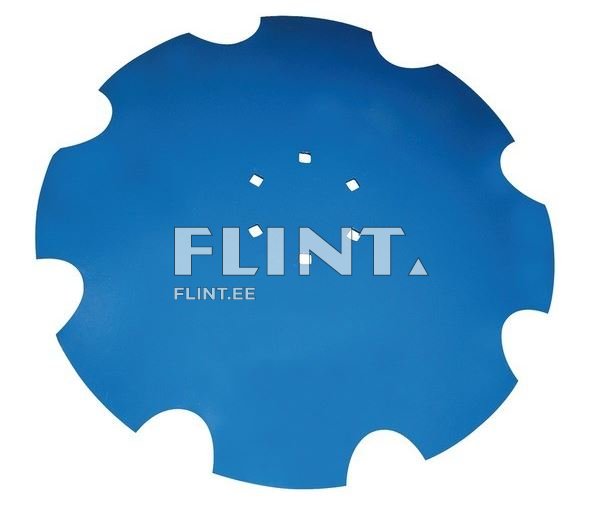 Sinine ringikujuline toode, millel on lainelised servad ja keskel neli ruudukujulist avatud kohta.