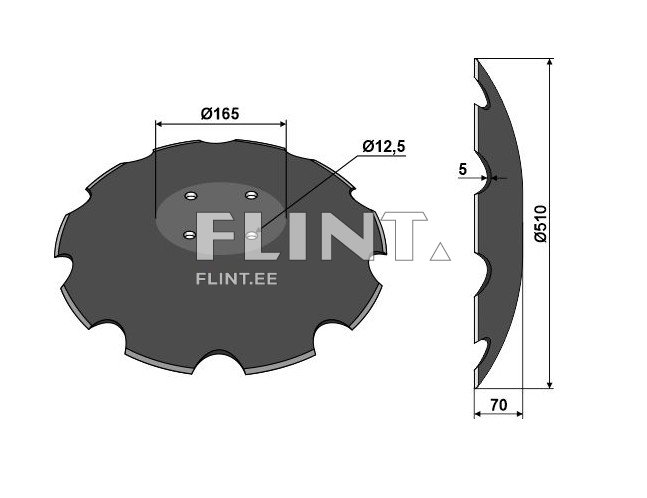 Randaali ketas 510x5mm; 4-ava PCD 105mm (34910027) Lemken Heliodor