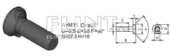 Polt M16x70 (liblik, pea 28mm)