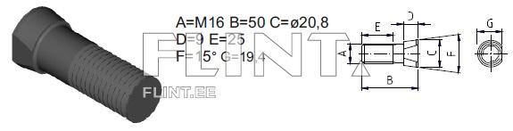 Polt+mutter M16x50 12,9 (1xkant)