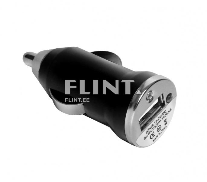 Mustast plastikust autolaadijast, millel on metallist otsik. Toote tagaküljel on kaks USB pesa ja sellel on väljund 2,1 A.