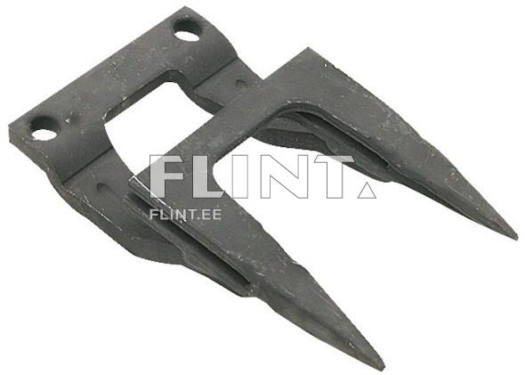 Toote pilt näitab metallist piike, millel on kaks teravat otsa ja keskel avatud raami, kus on kaks montaažiava.