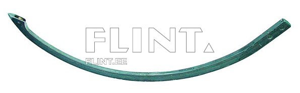 Toode on kumer metalldetail, mille ühes otsas on nurgakujuline auk ja teisel otsal on punn. Detail on rohelise värvusega ja meenutab pealehtede kuju.