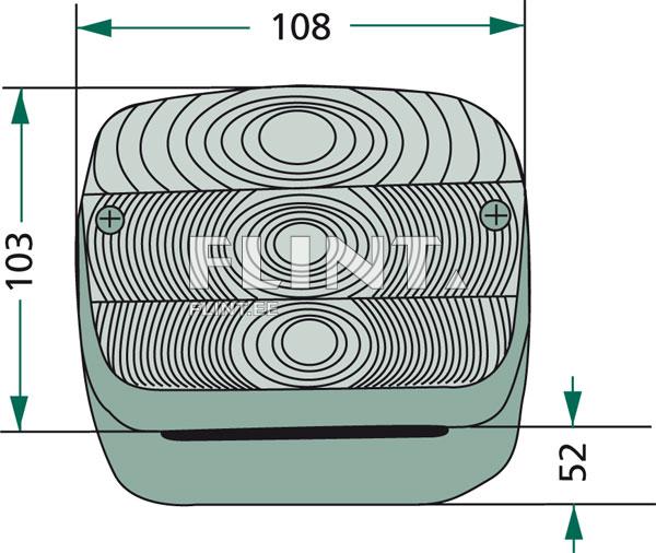 Toode on ristkülikuline, mõõtudega 108 mm laius, 103 mm kõrgus ja 52 mm sügavus. Ülemine osa koosneb kahest ovaalsest mustrist.