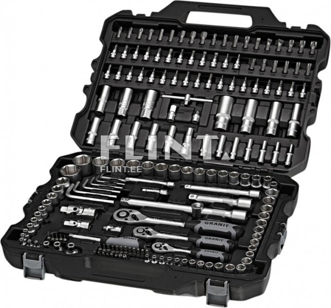 Padrunite ja narrede komplekt 1/4", 3/8", 1/2" (181tk kmpl) GRANIT BLACK