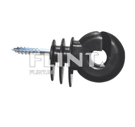 Toode on mustast plastmassist, millel on ümar kuju ja keskel auk. Tootel on kruvi osa, mis sobib puidu külge kinnitamiseks. Üks külg on sooneline, et võimaldada nööri kinnitust.