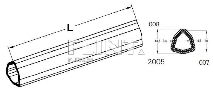 Profiiltoru kolmnurk 43,5x3,4mm - L-3000mm