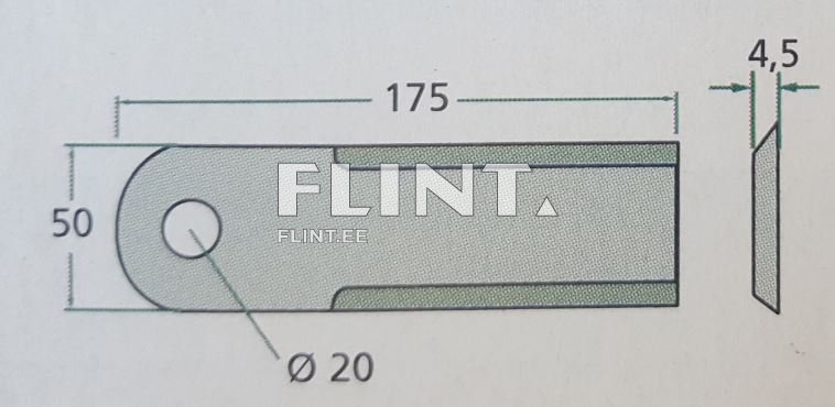 Põhupurusti tera John Deere/ Rekord (175x50x4,5; ava 20mm) sile