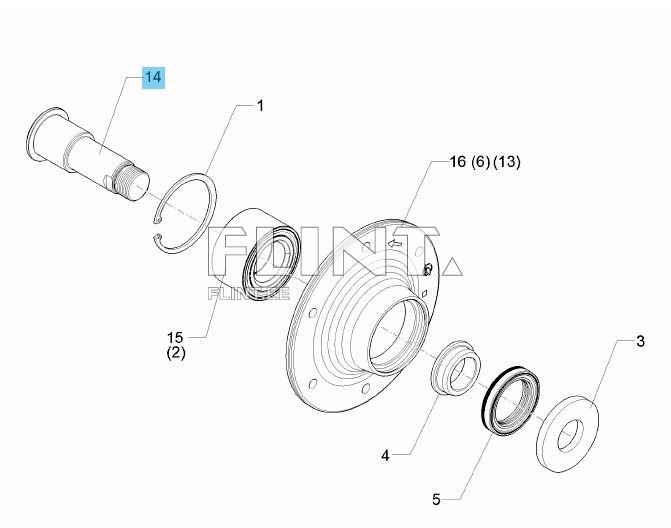 Rummu telg D65/50x149 M36x1,5 (45510041) vasak Lemken Rubin 12