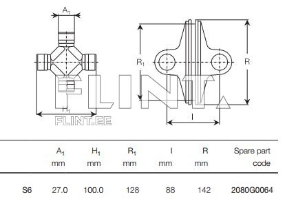 Lainurkliigendi vaheosa ristile 27x100mm Bondioli 2080G0064