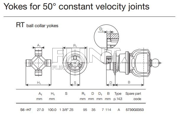Kardaani kahvel z6 - rist 27x100mm Bondioli 5730G0353 (lainurk)