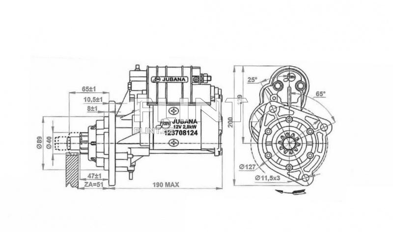 Starter 12 V 2,8kw, Case, Massey Ferguson, Valtra, Sisu, Landini