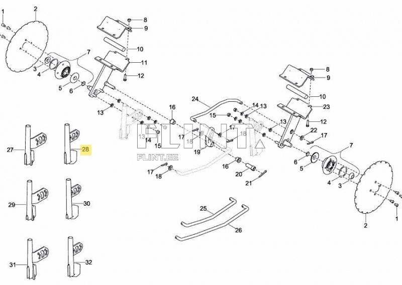 Seemendi juhttoru (vasak, pikk pilu) Väderstad 432116 originaal