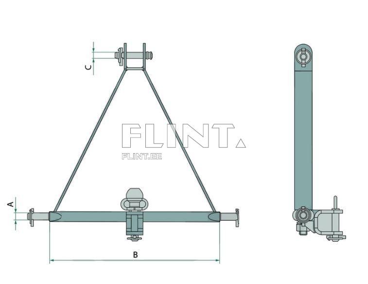 Kolme punkti kinnitusega veolatt Cat.1 (L=661mm)