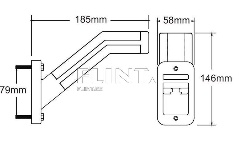 Gabariidituli LED parem 12-24V (185x146x58mm)