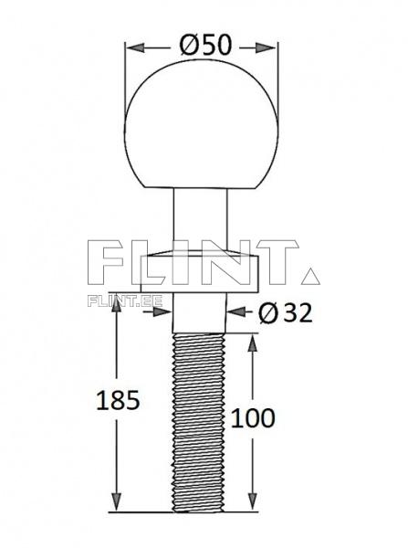 Haakepolt ketiga 32mm + 50mm haakekonks
