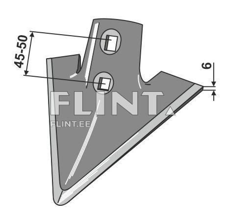 Toode on tüüpiline nurgahari, mille mõõtmed on 45-50 mm laiad ja 6 mm kõrged. Sellel on kaks ümmargust avamist kinnitamiseks.