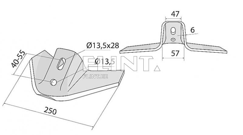 Hanijalg 250x6mm (40-55mm ts-ts) Kverneland KK193617R