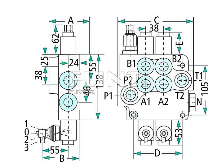 Hüdrojagaja 2 sekts. 80l/min (trossidele)