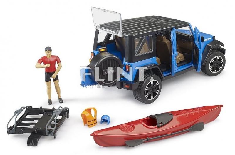 Jeep Wrangler (32,9x14,4x14,2cm) + kajak Bruder