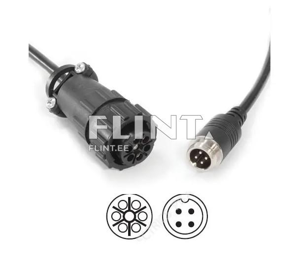 Pildil on kaks elektriühendust: üks on musta plastist koonus, millel on kuus kontaktti. Teine on metallist ühendus, millel on neli kontaktti, ja kaabel, mis neist väljub.