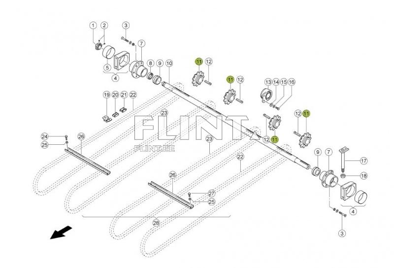 Kallakuketi tähik Claas 630351 (ava 50mm; z11) Lexion, Medion, Tucano
