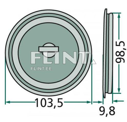 Ringikujuline objekt, mille läbimõõt on 103,5 mm ja kõrgus 9,8 mm. Keskel on väike avaus, mille ümber paikneb laiem rõngas.