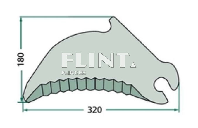 Toode on kuju, mis meenutab kassi pead, mõõtude 320 mm laiuse ja 180 mm kõrguse ning ribide struktuuriga. Üks serv on lõigatud konksu kujuliselt, mis võimaldab kergemat haarde efekti. Materjal on helesinine.