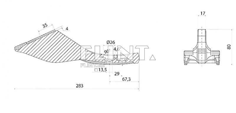 Kõvasulamiga peitel Väderstad 208117, 240180 (283x80mm) ENDURANCE CARBIDE