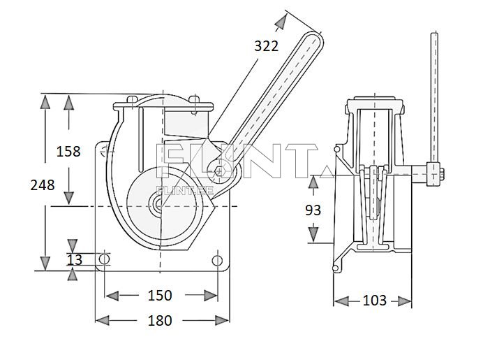 Kraan 4" MZ (flantsiga 150x150mm)